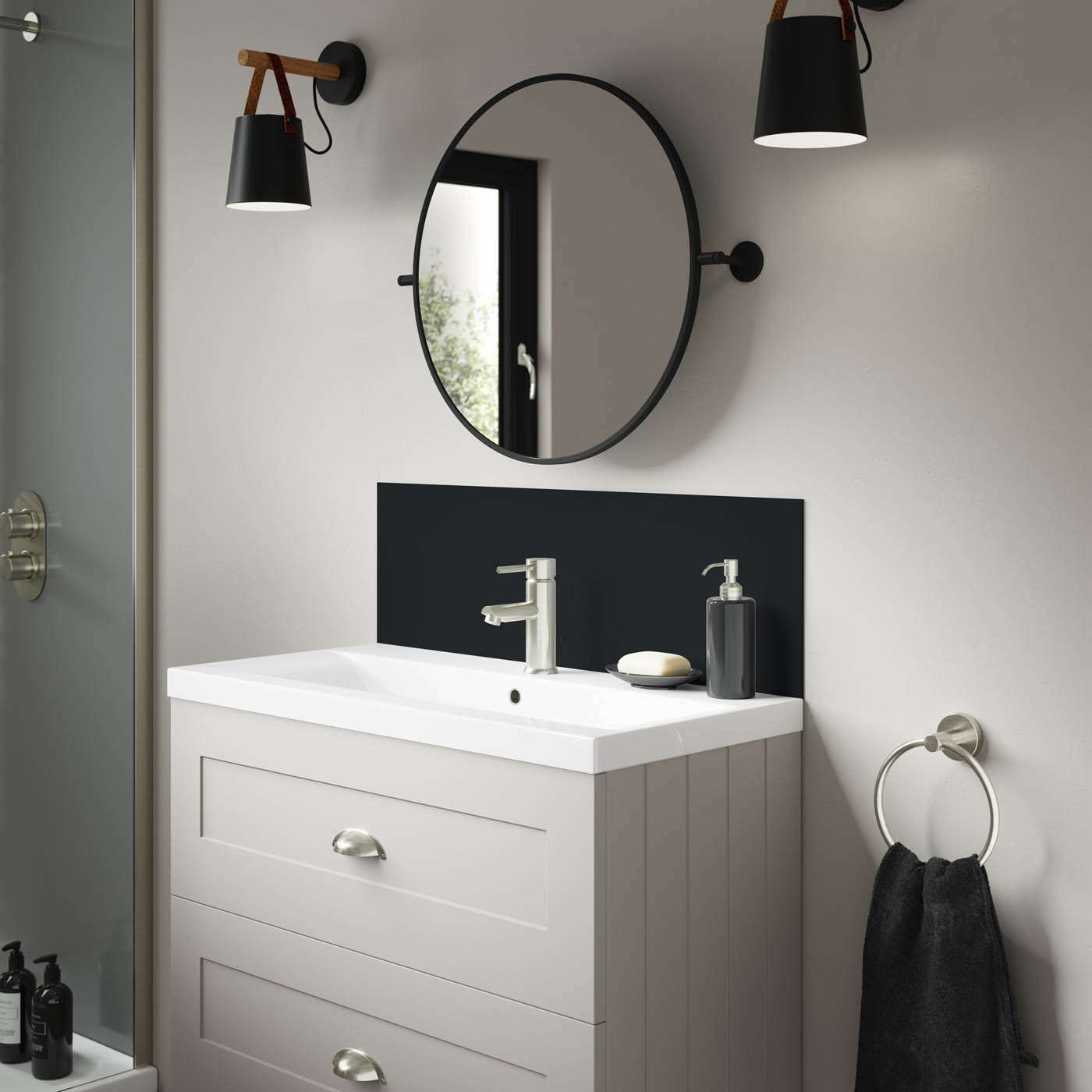 Splashwall Alloy Matt Midnight grey green Aluminium Double-sided (H)25x (W)80cm - Image 1