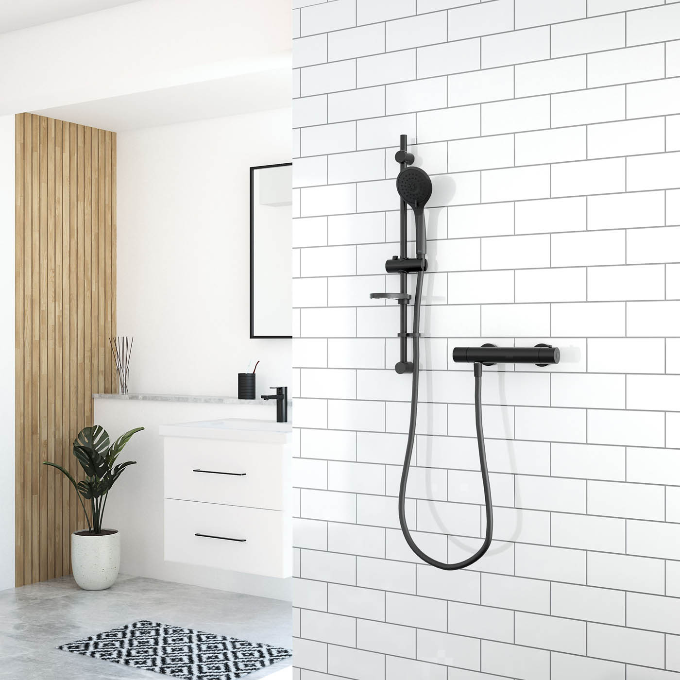 Aqualisa Mixer Shower Sierra Matt Black Round Head Rear fed Manual 1.5m Hose - Image 4