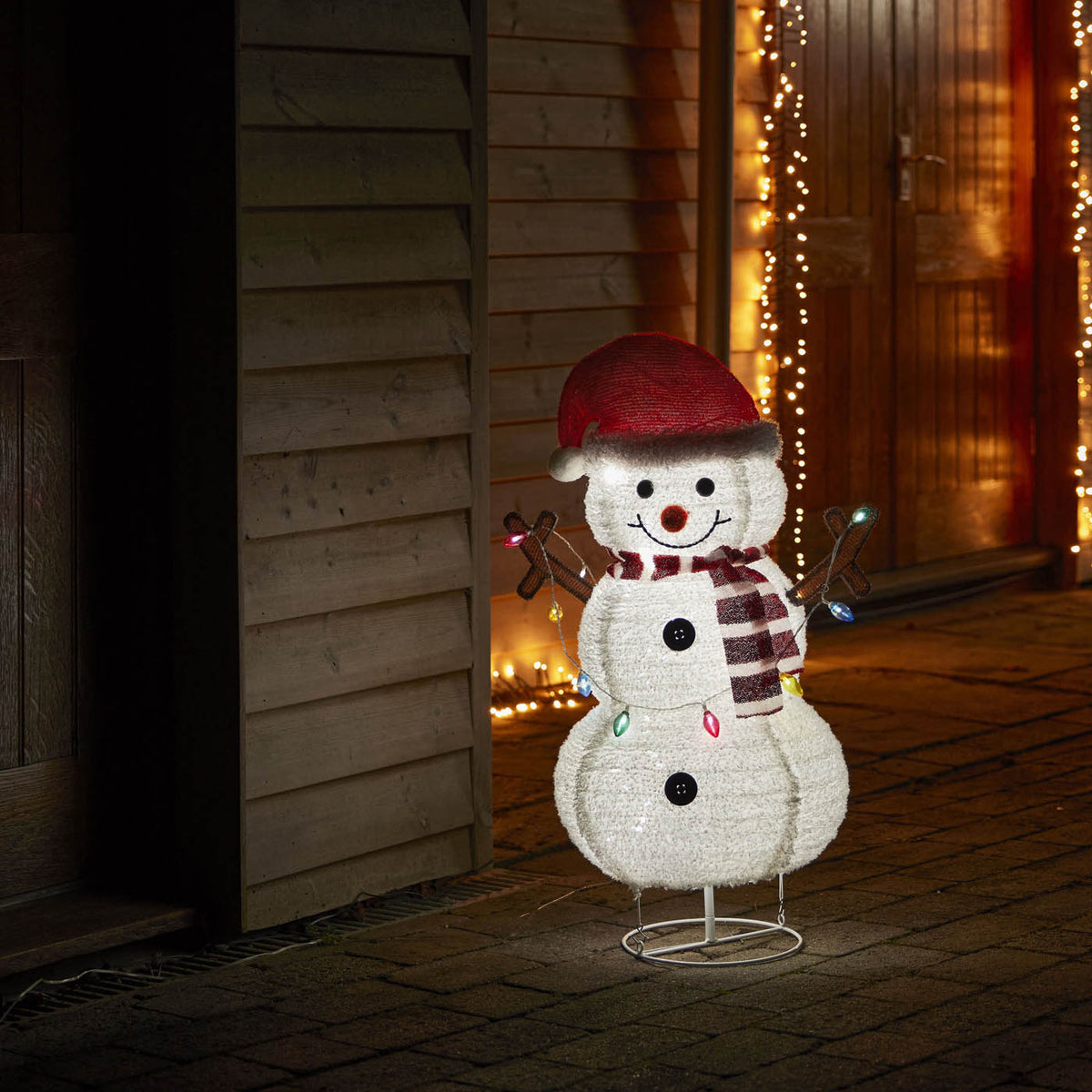 LED Christmas Snowman Silhouette Ice White Freestanding Decoration Home (H)80cm - Image 1