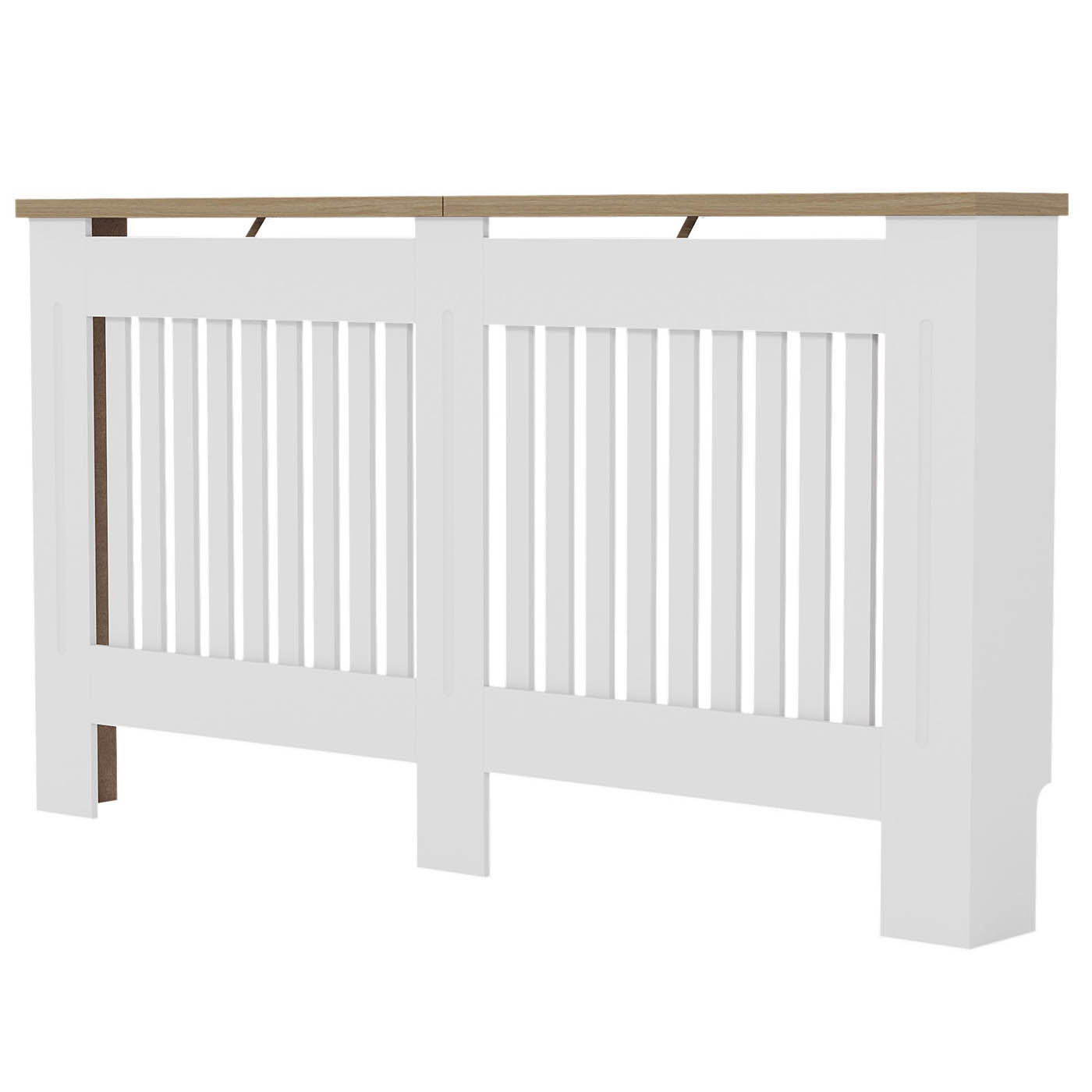 Benfield Medium White Oak veneer Vertical Slat Radiator cover 830mm(H) 1520mm(W) 190mm(D) - Image 1