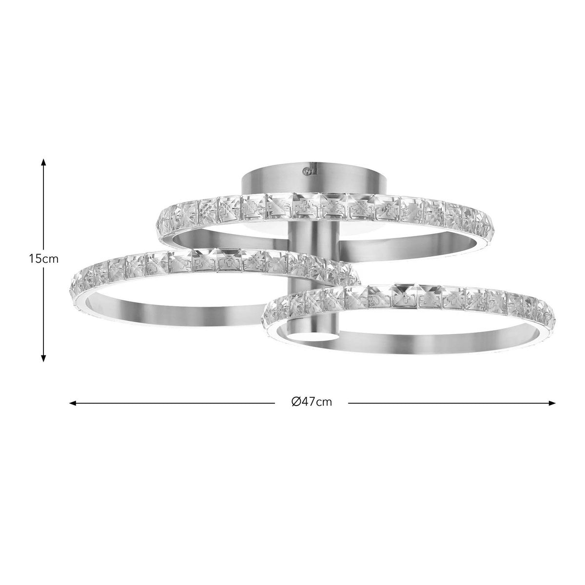 LED Ceiling Light Satin Glass Steel Brushed Gold Effect Warm White Living Room - Image 2