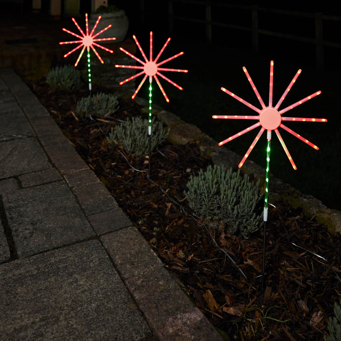 LED Garden Light Path Firework Freestanding Multicolour Festive Timer (H)860mm - Image 1