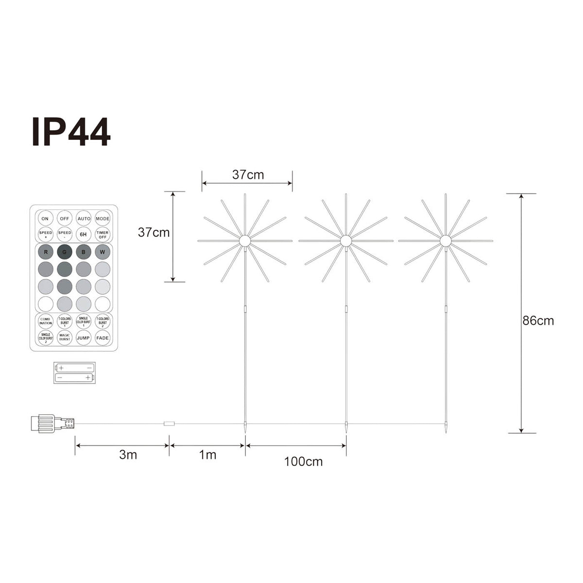 LED Garden Light Path Firework Multicolour With Timer (H)860mm Pack of 3 Lights - Image 2