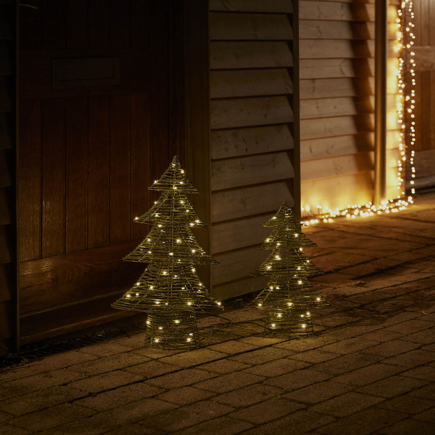 Christmas Trees Silhouette Green 80 LED Warm White Indoor Outdoor (H)610mm - Image 1