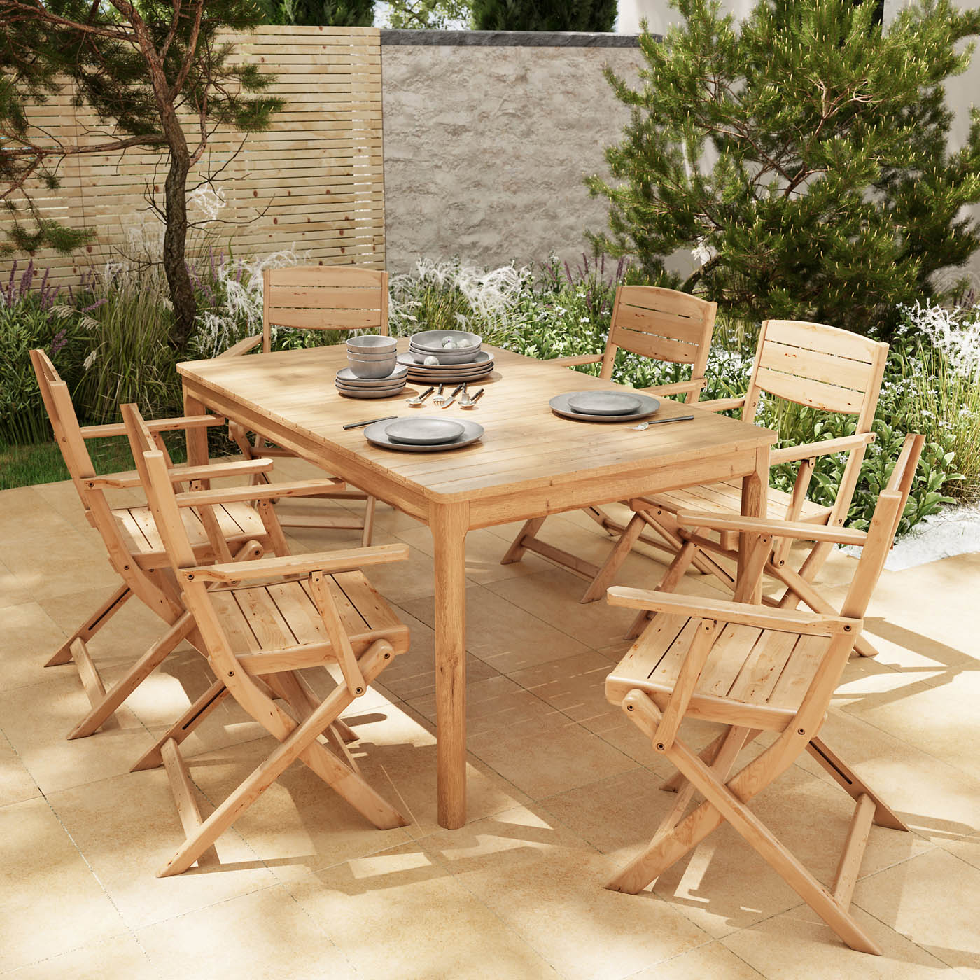 GoodHome Riveo Wooden 6 seater Rectangular Table - Image 4