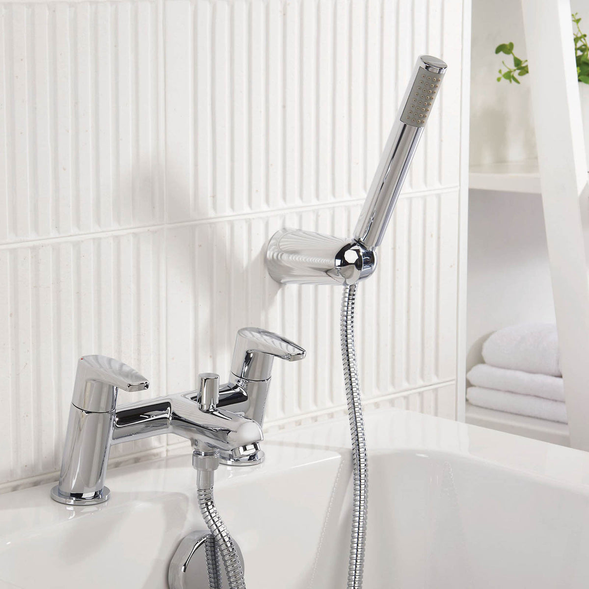 Bristan Bath Filler Tap Mixer Shower Chrome Dual Lever Single Spray Pattern - Image 1