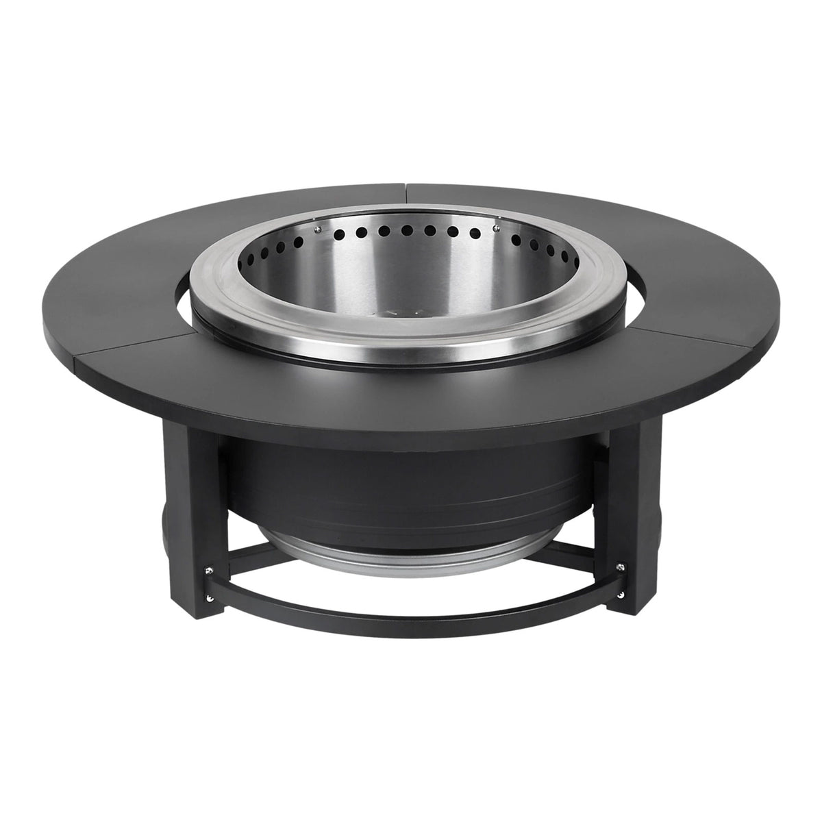 Fire Pit Side Table Garden Patio Black Steel Outdoor Furniture - Image 2