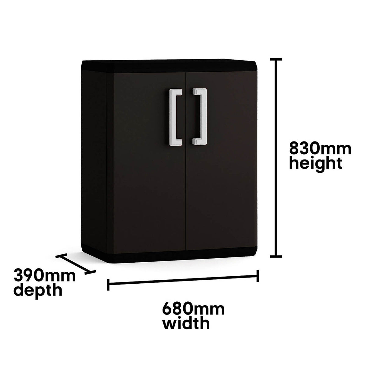 Keter Quadra Storage Cabinet 1 Shelf Black Utility Cupboard 83cm - Image 2