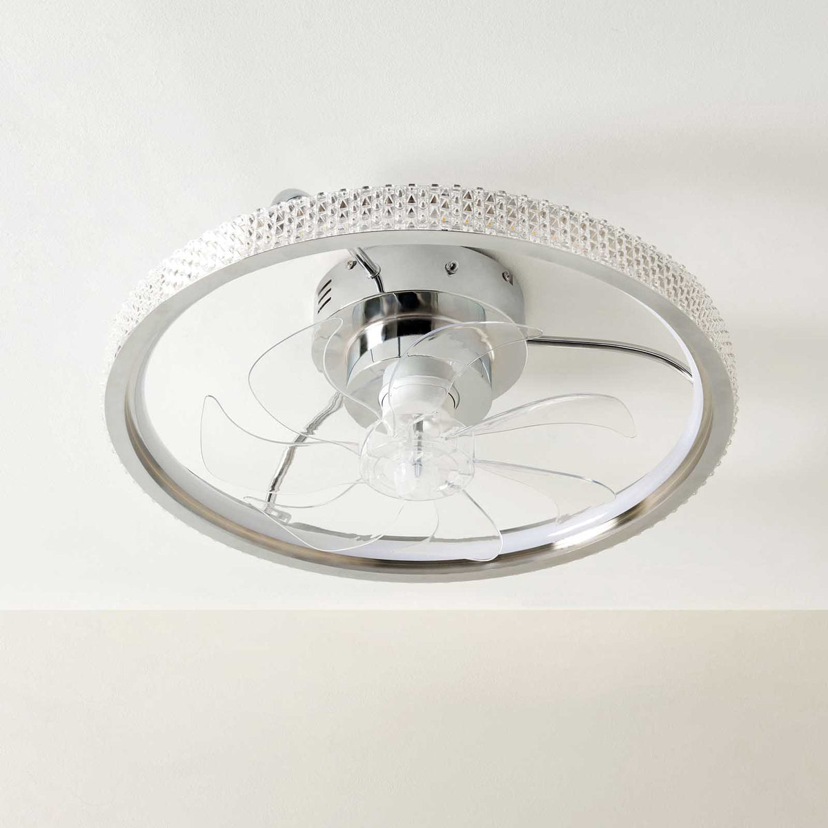 Inlight LED Ceiling Fan Light Chrome 2535lm Dimmable With Remote Living Room - Image 1
