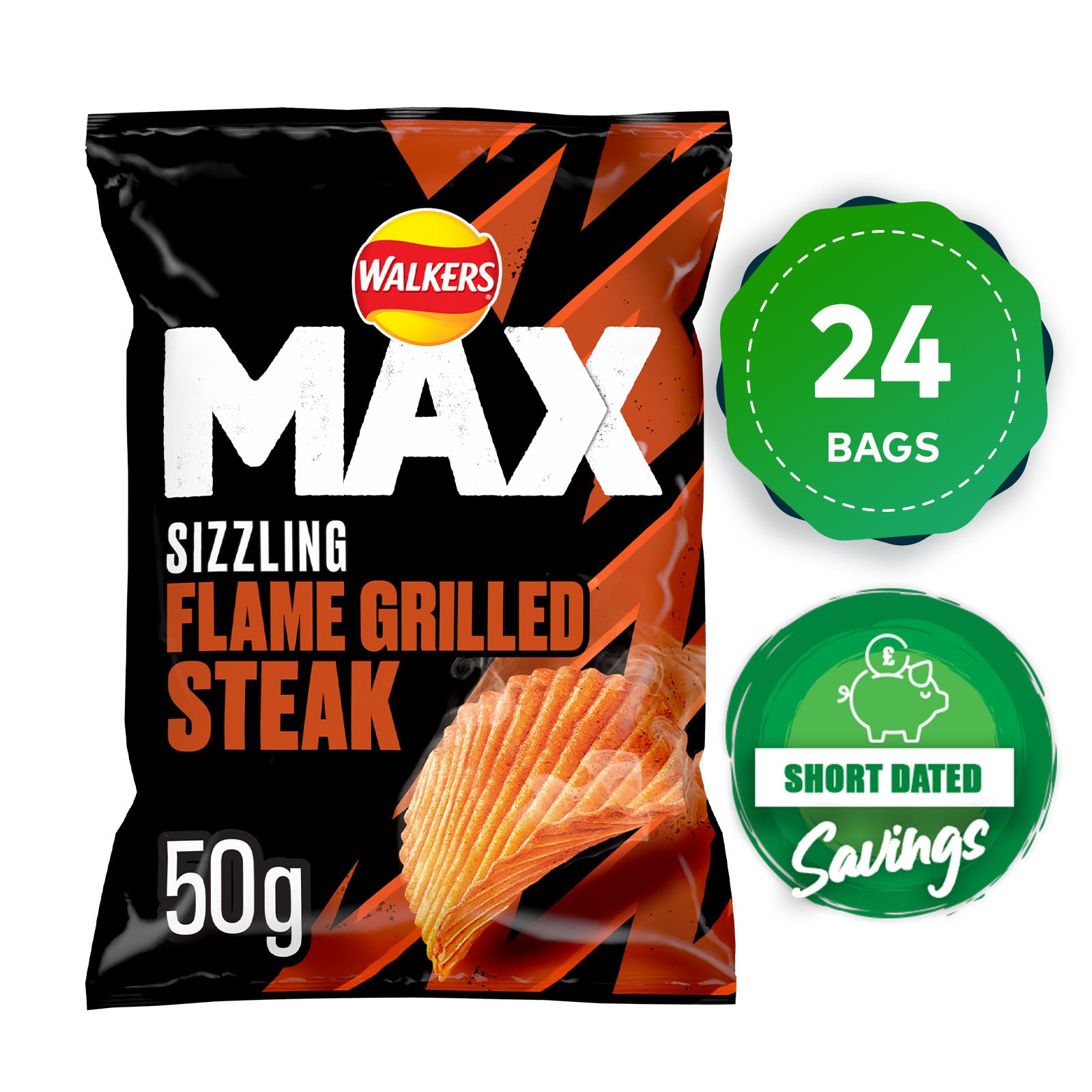 Walkers Max Crisps Sizzling Flame Grilled Steak Flavour 24 x 50g - Image 10