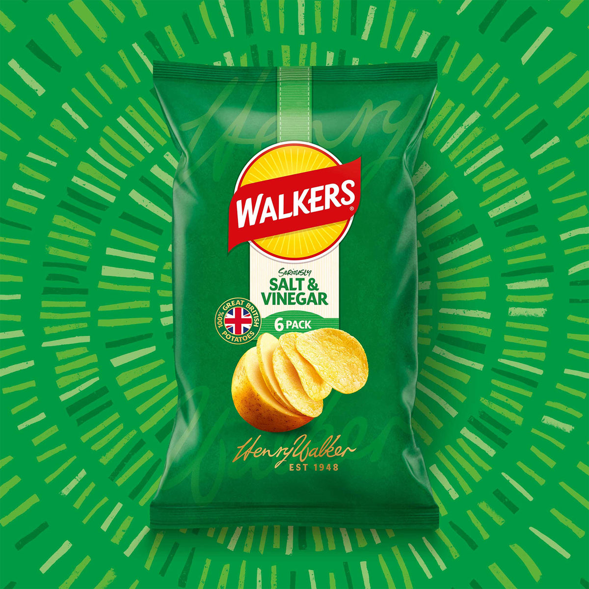 Walkers Crisps Salt & Vinegar Sharing Multipack Snacks 108x25g - Image 3