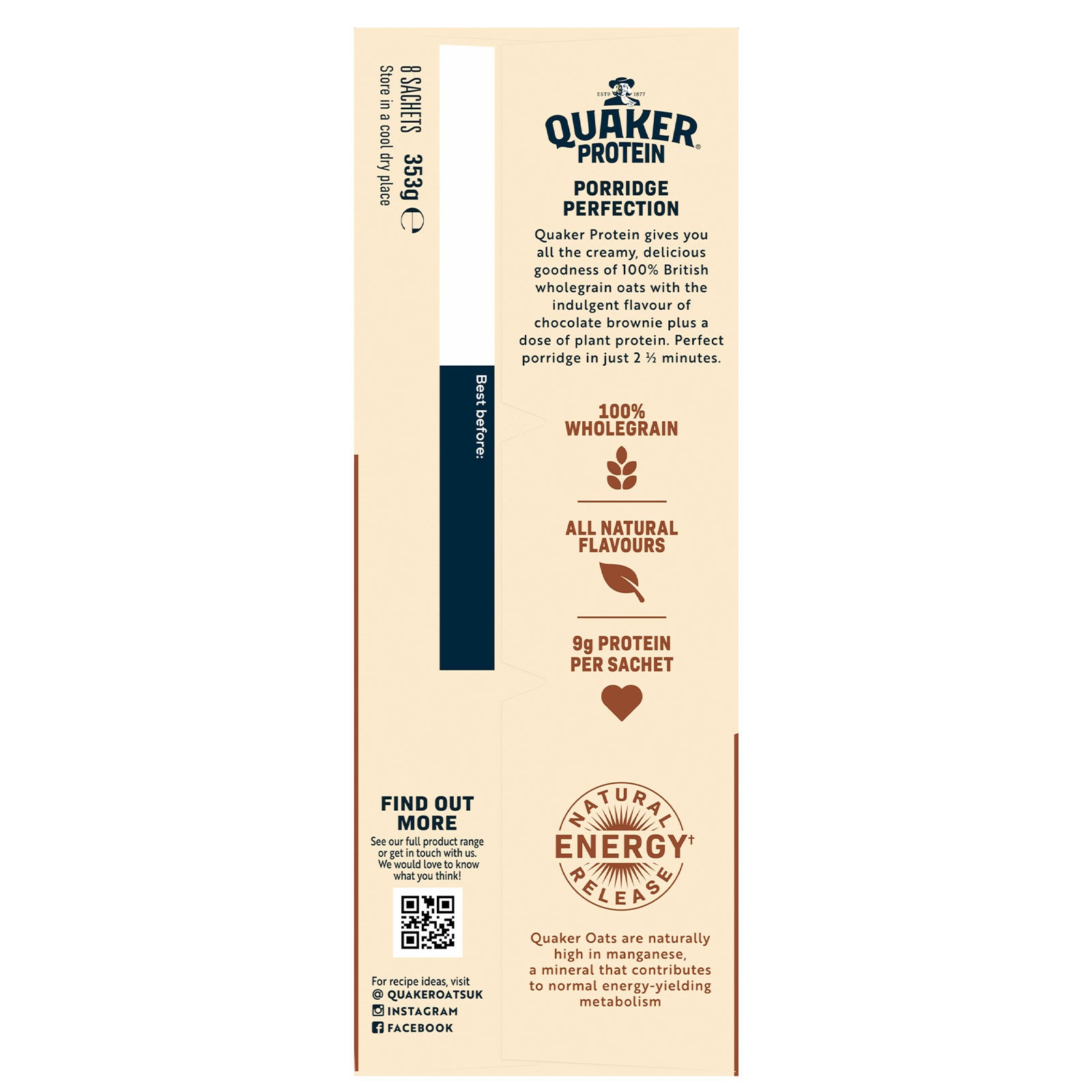 Quaker Oats High Protein Chocolate Brownie Porridge Sachets 48 x 44g - Image 5