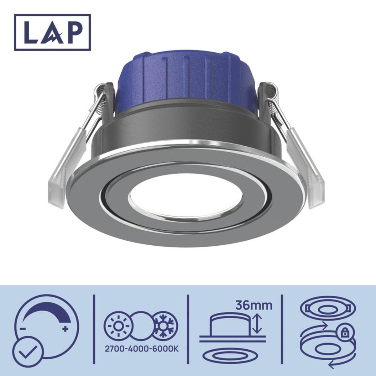 LED Downlights Tilt Fire Rated Bathroom Polished Chrome Dimmable CCT 10 Pack - Image 4