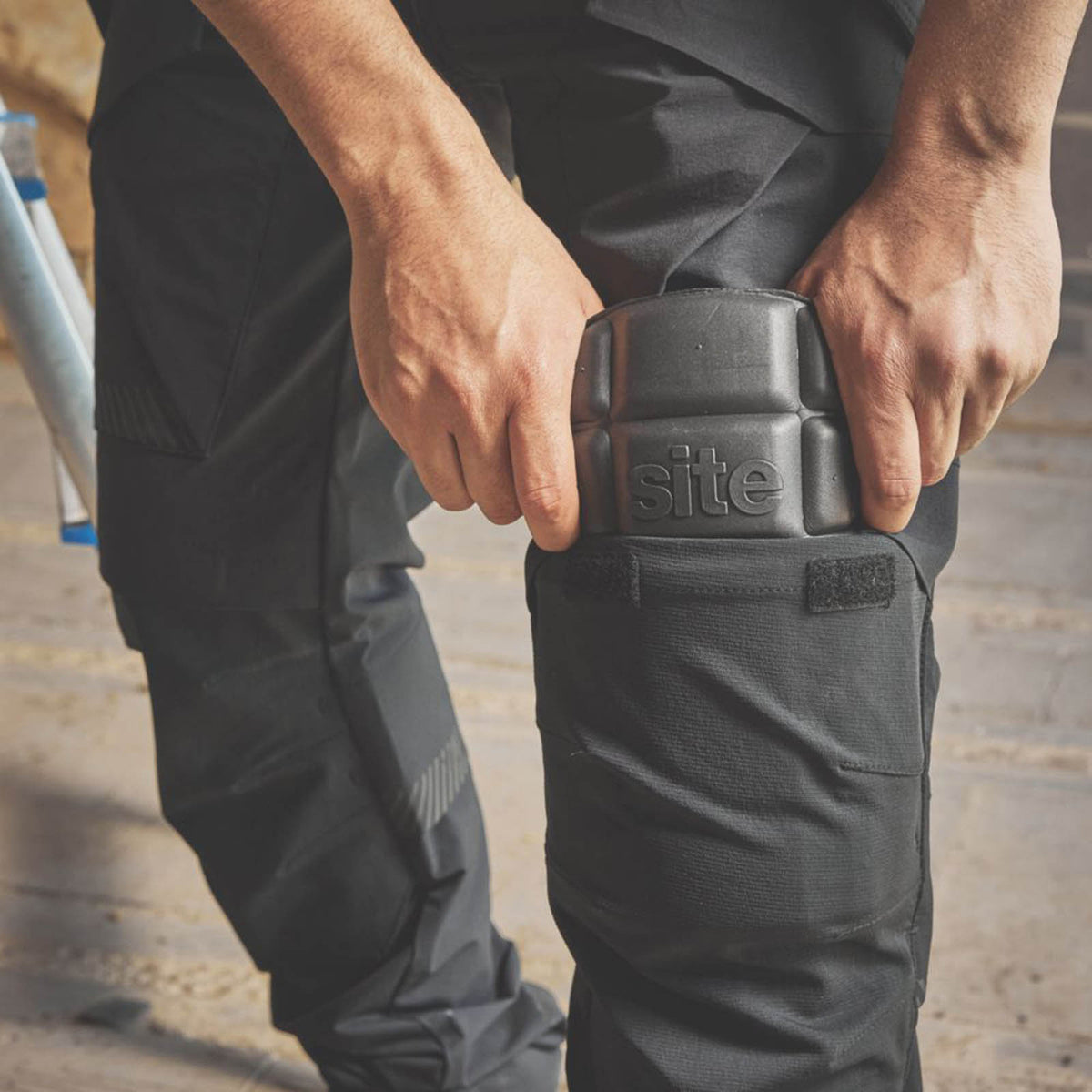 Site Work Trousers Mens Slim Fit Black Stretch Multi Pockets Cargo 34W 30L - Image 4