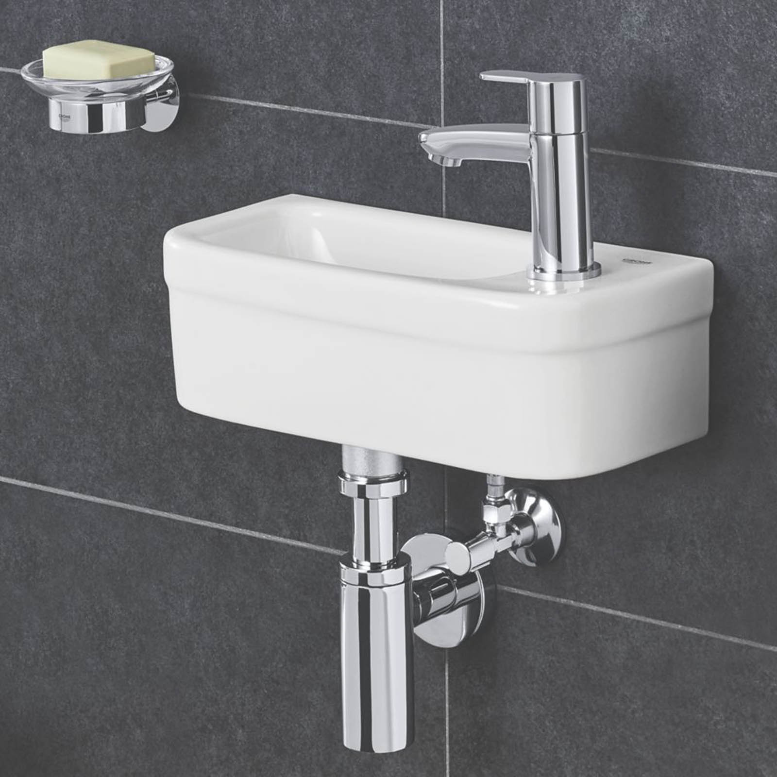 Grohe Bathroom Sink Washbasin White Ceramic Wall Hung Compact Cloakroom - Image 2