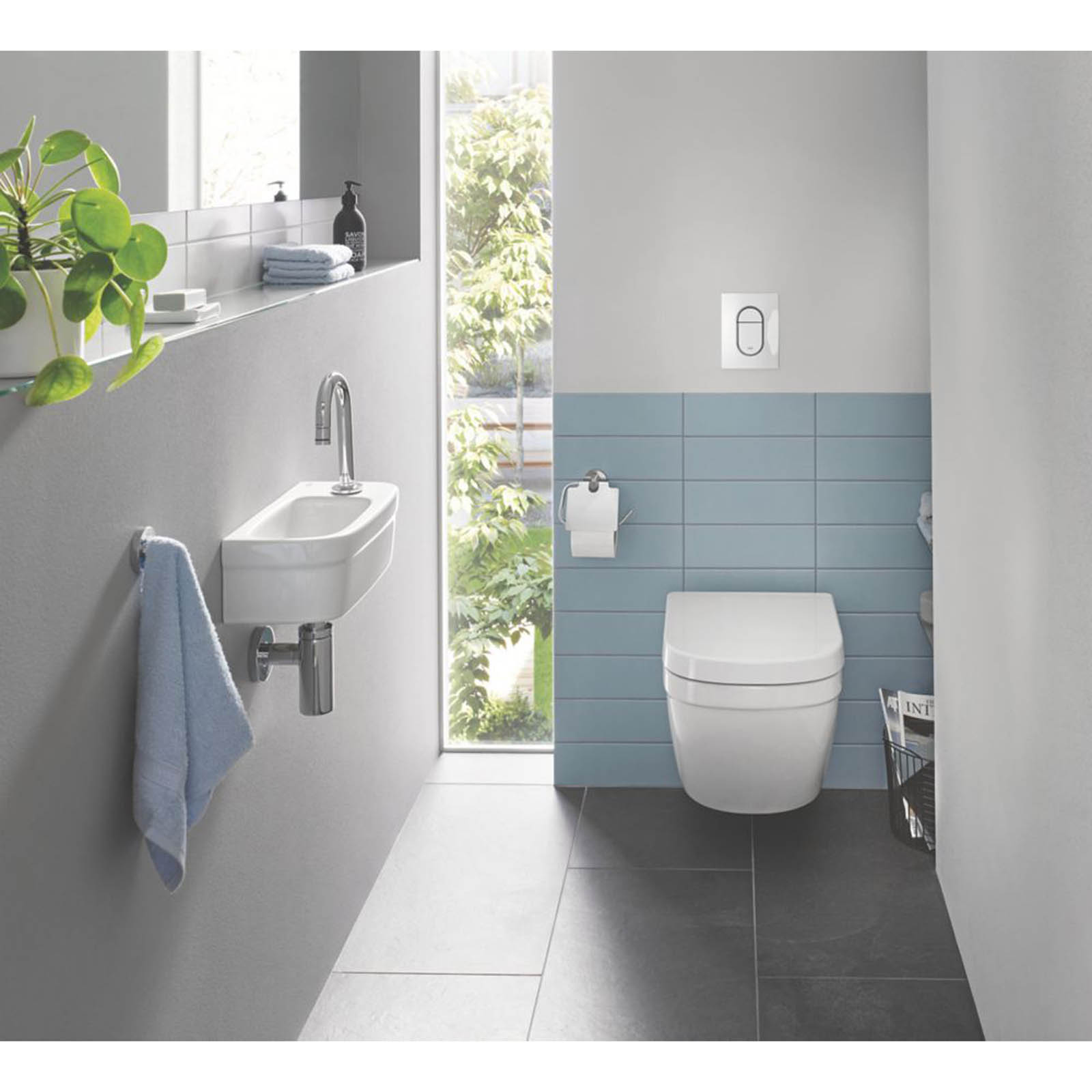 Grohe Bathroom Sink Washbasin White Ceramic Wall Hung Compact Cloakroom - Image 4