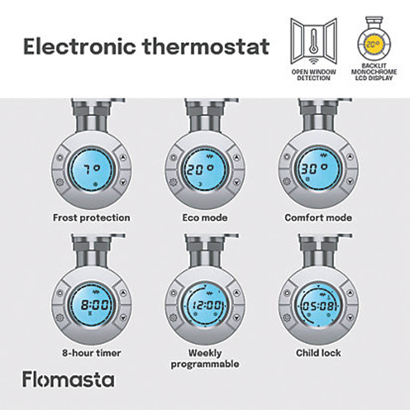 Flomasta 700mm x 400mm 512BTU Chrome Curved Electric Towel Radiator - Image 6