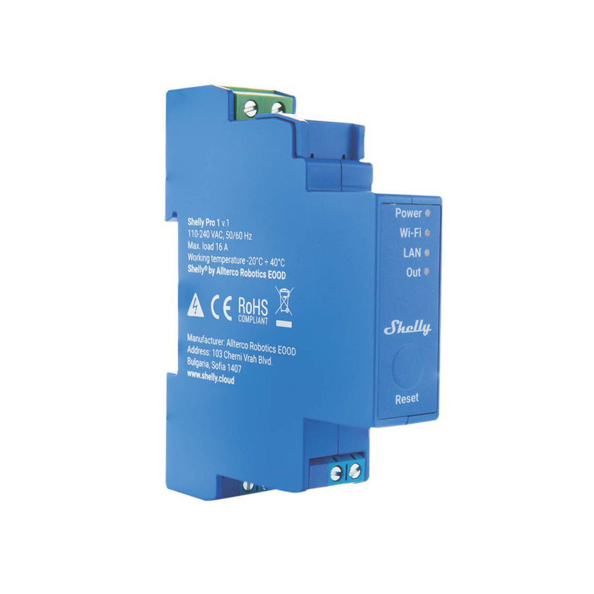 Shelly Smart Relay Switch Single Phase 1 Channel 16A WiFi Bluetooth Dry Contacts - Image 1