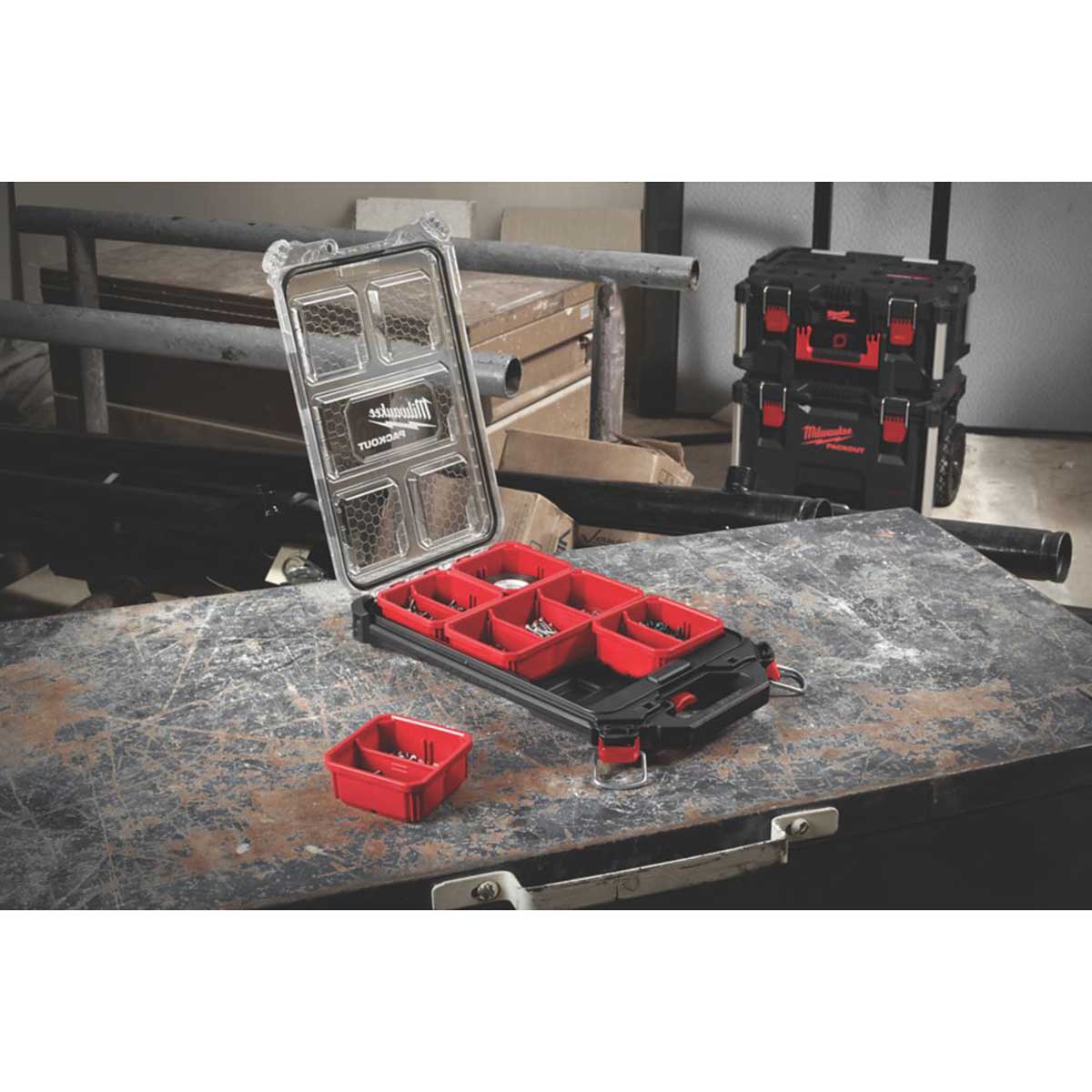 Milwaukee PACKOUT Organiser Compact Slim Storage System With Handle 9.5 x 15" - Image 3