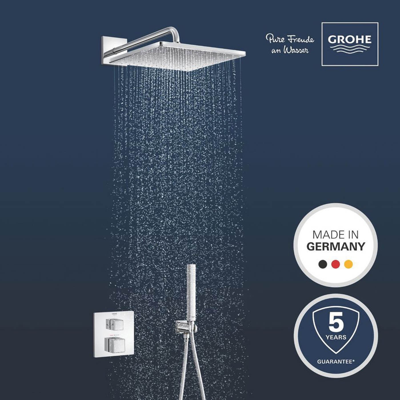 Grohe Concealed Shower Mixer System Precision 310 Cube HP Square Rear-Fed Chrome - Image 4