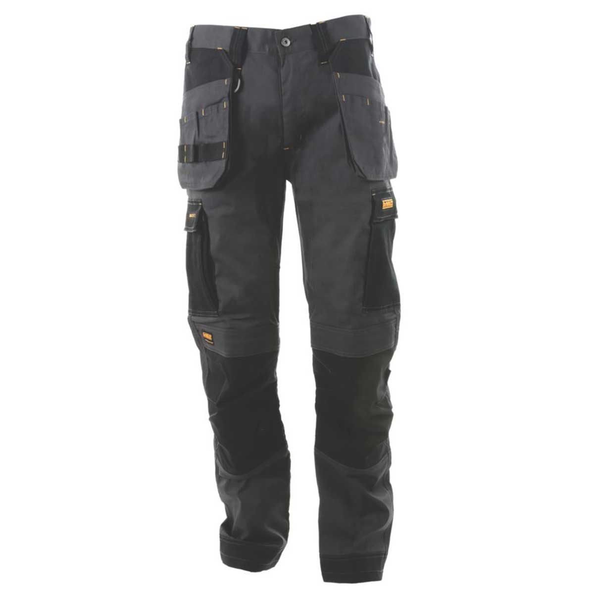 DeWalt Work Trousers Mens Slim Fit Grey Black Multi Pockets Breathable 40"W 33"L - Image 1