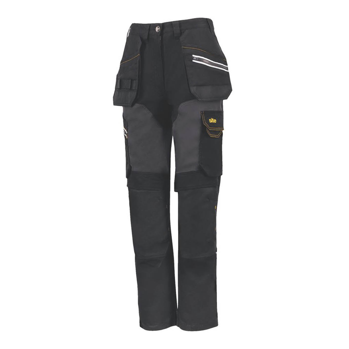Site Work Trousers Womens Regular Fit Black Grey Multi Pockets Size 8 28L - Image 1