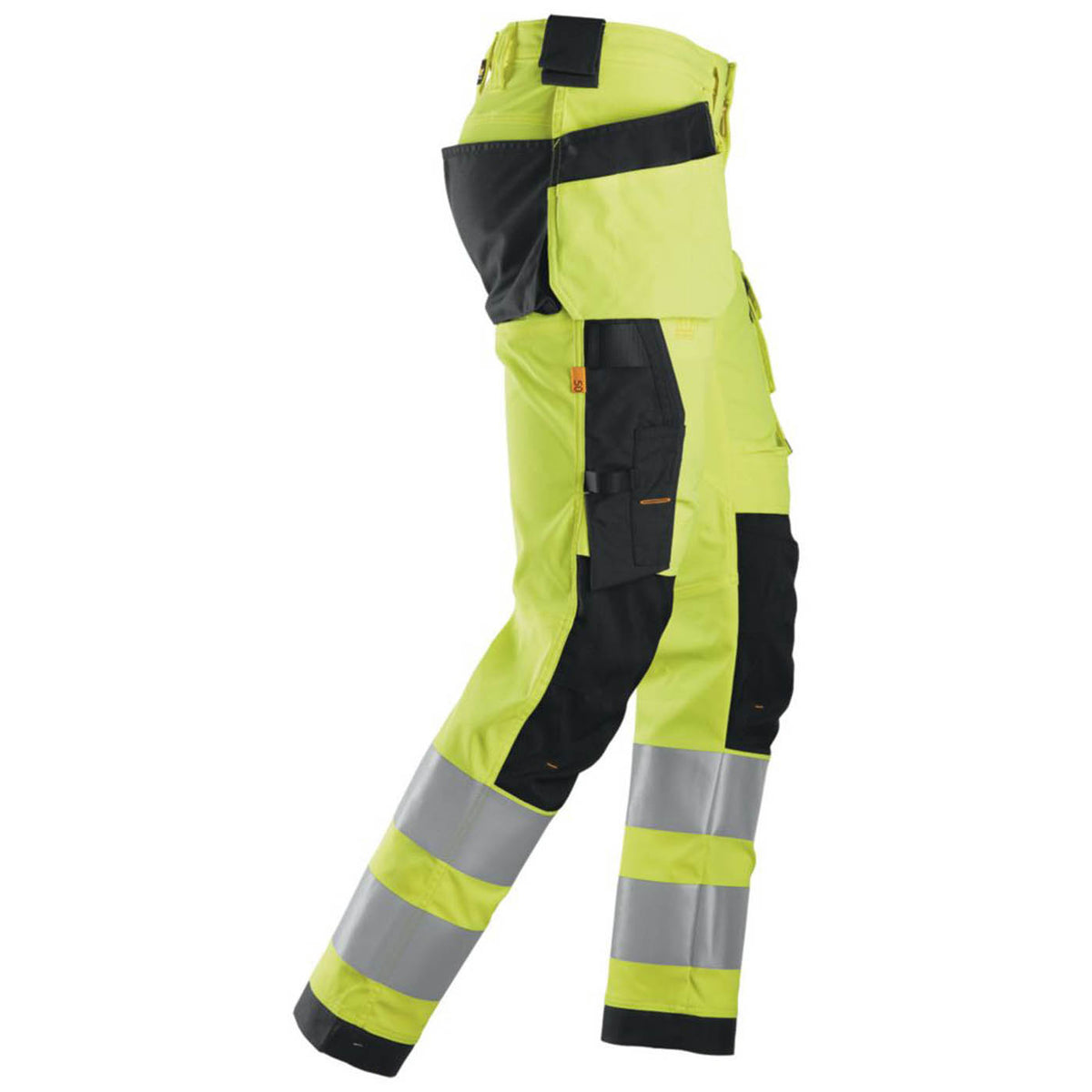 Snickers Hi-Vis Work Trousers Mens Slim Fit Yellow Multi Pockets Cargo 31W 32L - Image 2
