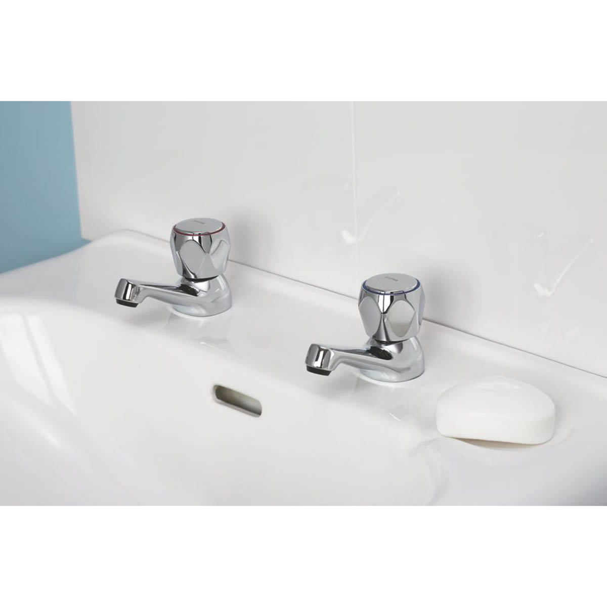 Bristan Bathroom Basin Pillar Tap Chrome Round Head 65mm 1/4 Turn Operation Pair - Image 2