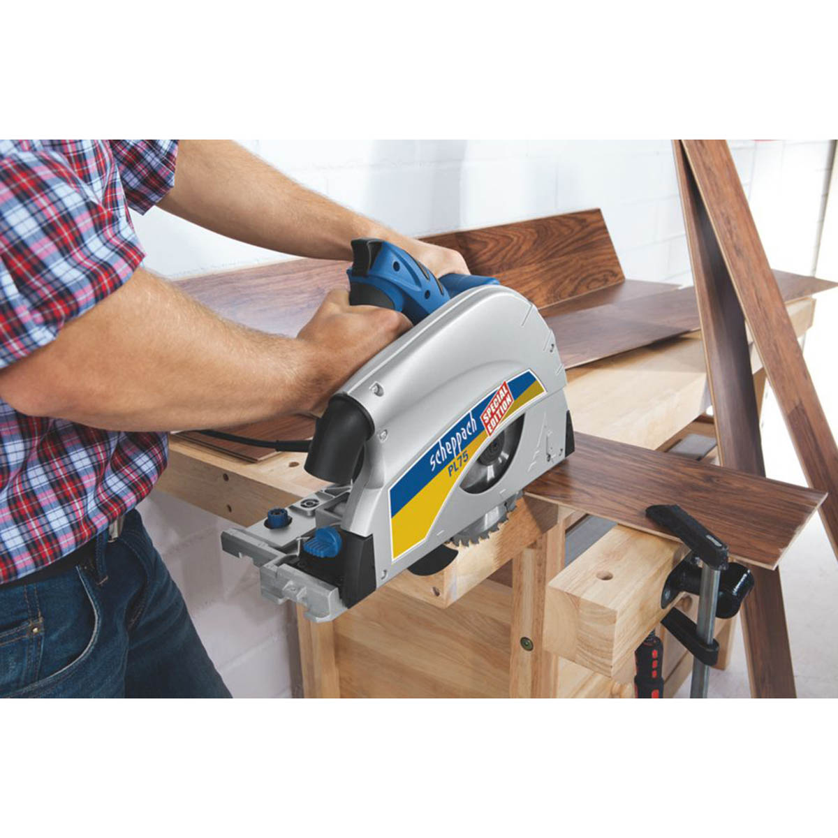 Scheppach Electric Plunge Saw PL75 210mm For Wood Metal Plastic Flooring 1600W - Image 4