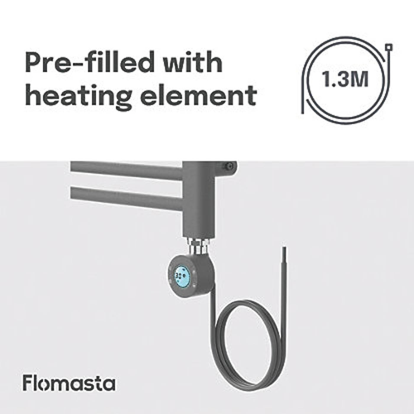 Flomasta 800mm x 500mm 853BTU Anthracite Flat Electric Towel Radiator - Image 7