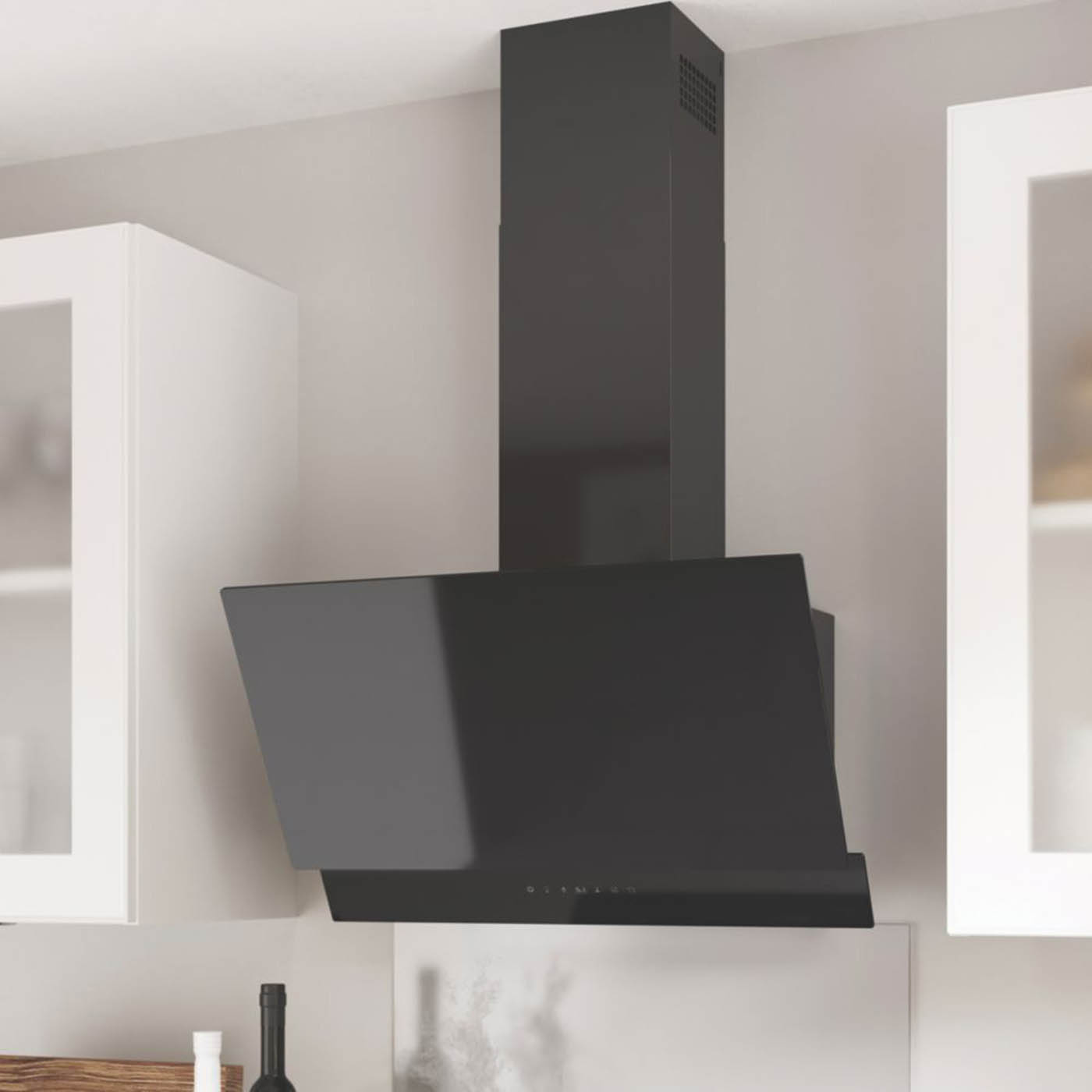Cooke & Lewis Cooker Hood Angled Black Extracts Recirculates LED Touch 598mm - Image 2