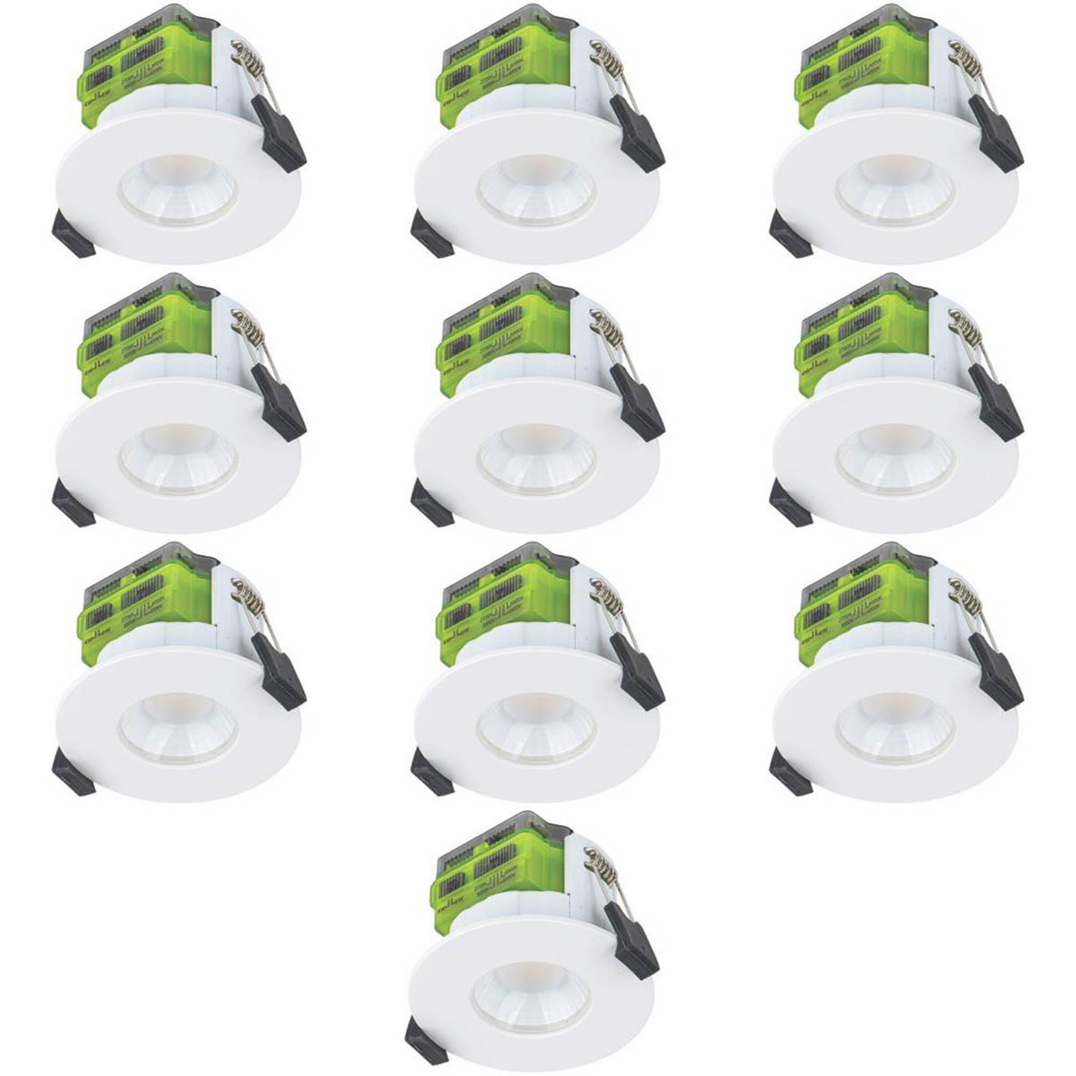 Luceco LED Downlights Bathroom Fixed Fire Rated Variable White Round 10 Pack - Image 1