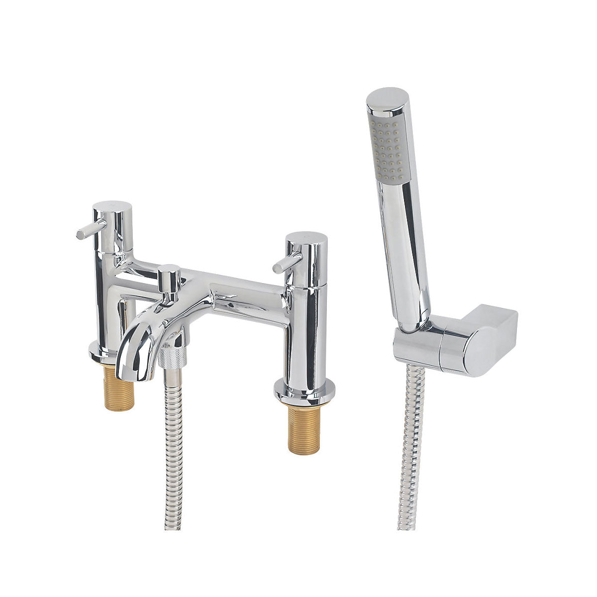 Swirl Bath Filler Tap Mixer With Hand Held Set Chrome Double Lever Bathroom - Image 2