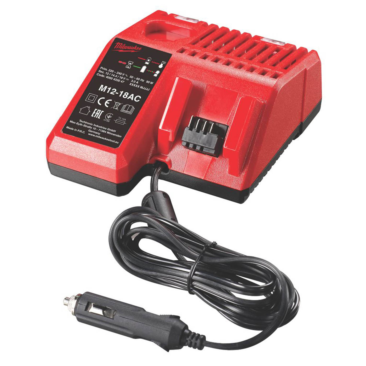Milwaukee In-Car Charger M12-18 AC 12/18V Li-Ion RedLithium - Image 1