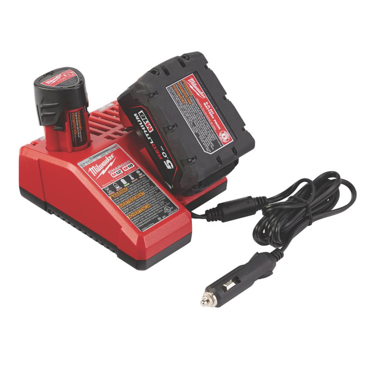 Milwaukee In-Car Battery Charger Dual Port M12-18 AC 12/18V Li-Ion RedLithium - Image 2