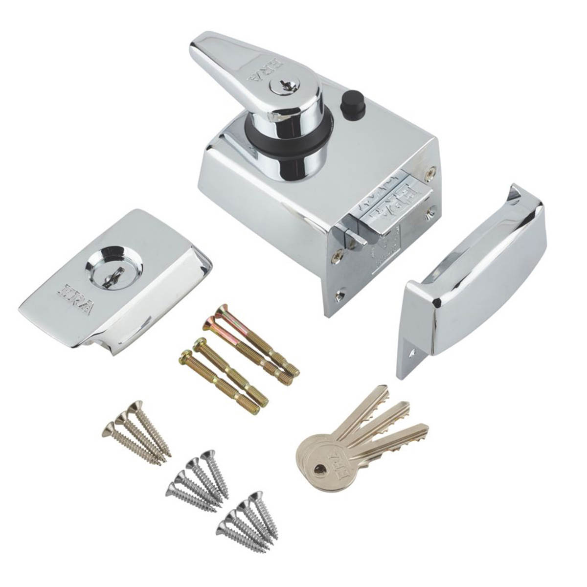 ERA Night Latch Door Lock BS Polished Chrome High Security 3 Keys 60mm - Image 2