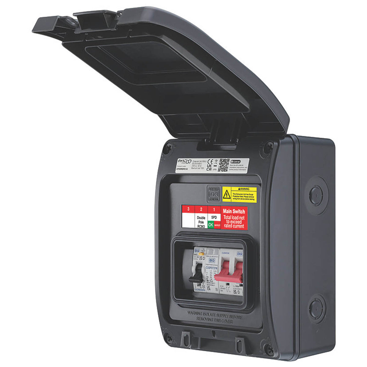 Sync Energy EV Charger Consumer Unit With SPD 5 Module 3-Way Part Populated IP66 - Image 1