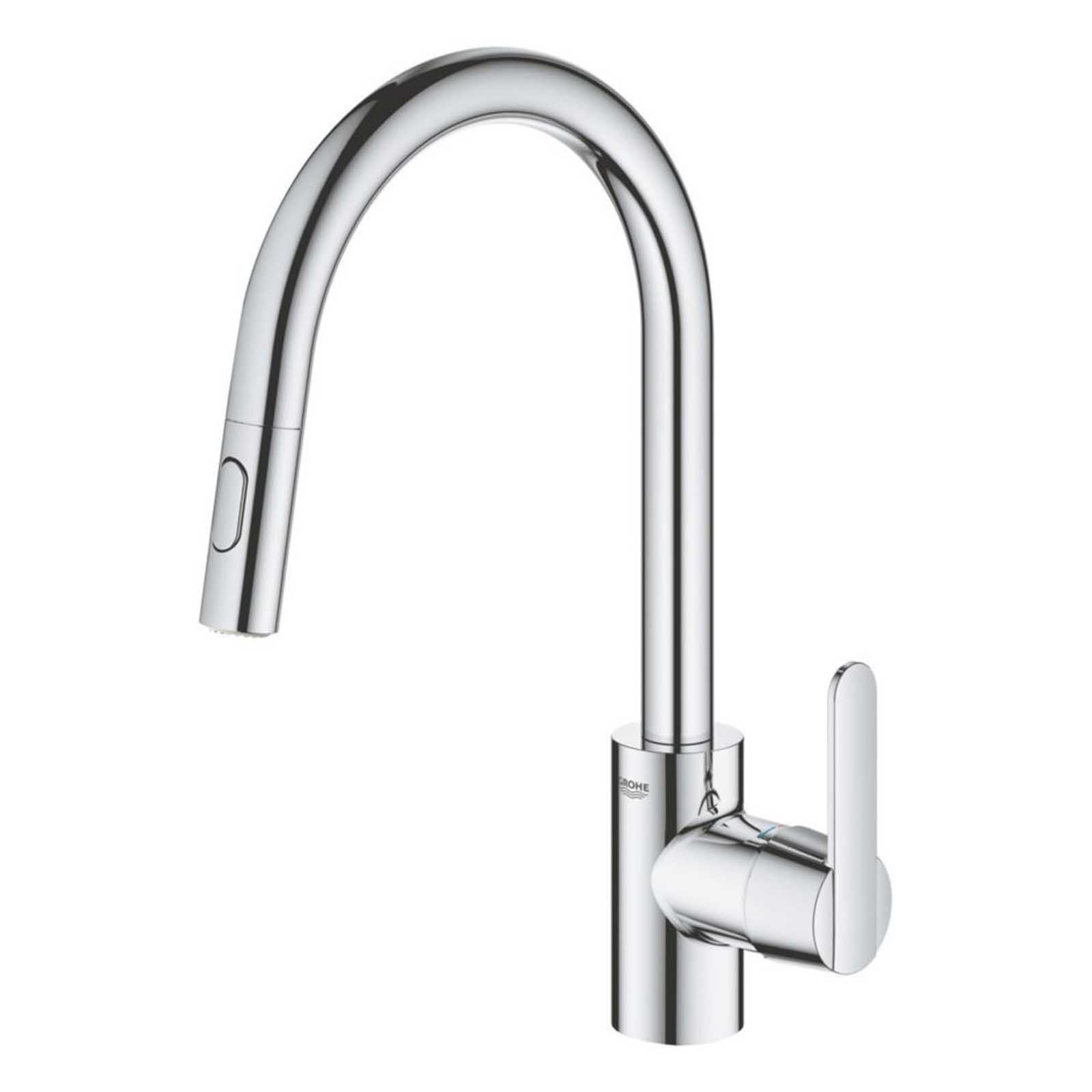 Grohe Kitchen Sink Tap Mono Mixer Chrome Single Lever Swivel Spout Modern Faucet - Image 1
