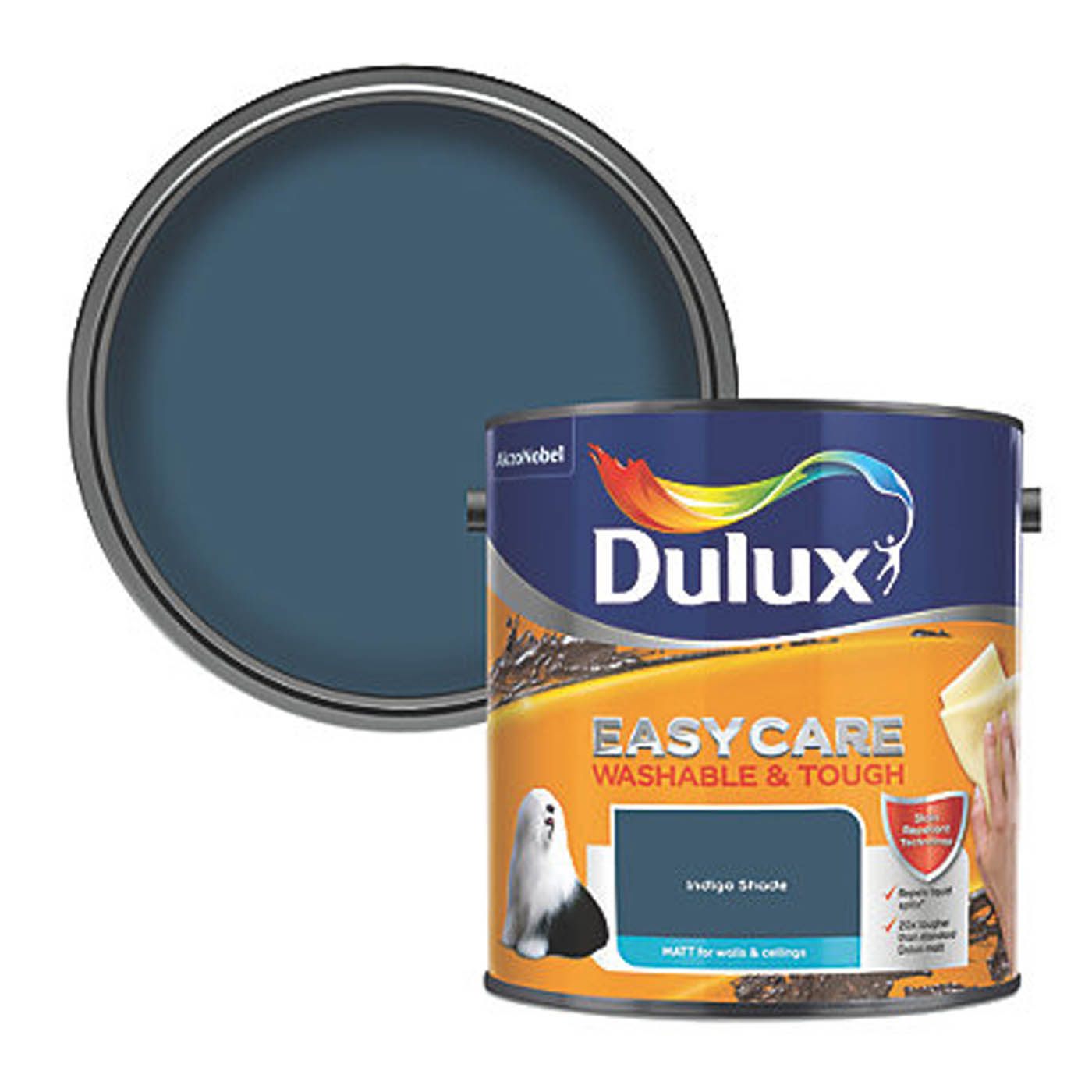 Dulux Easycare Washable & Tough 2.5Ltr Indigo Shade Matt Emulsion Paint - Image 1
