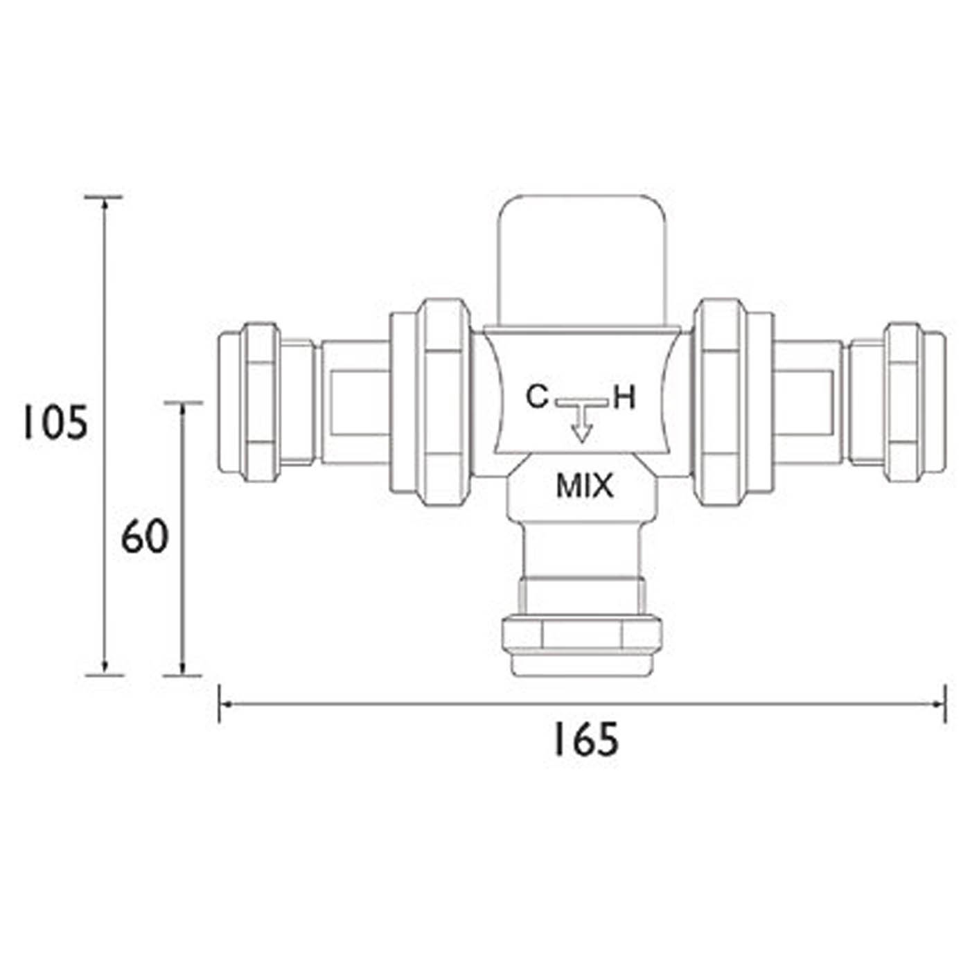 Bristan Midi TMV3 Thermostatic Under-Sink Blending Valve 22mm - Image 2