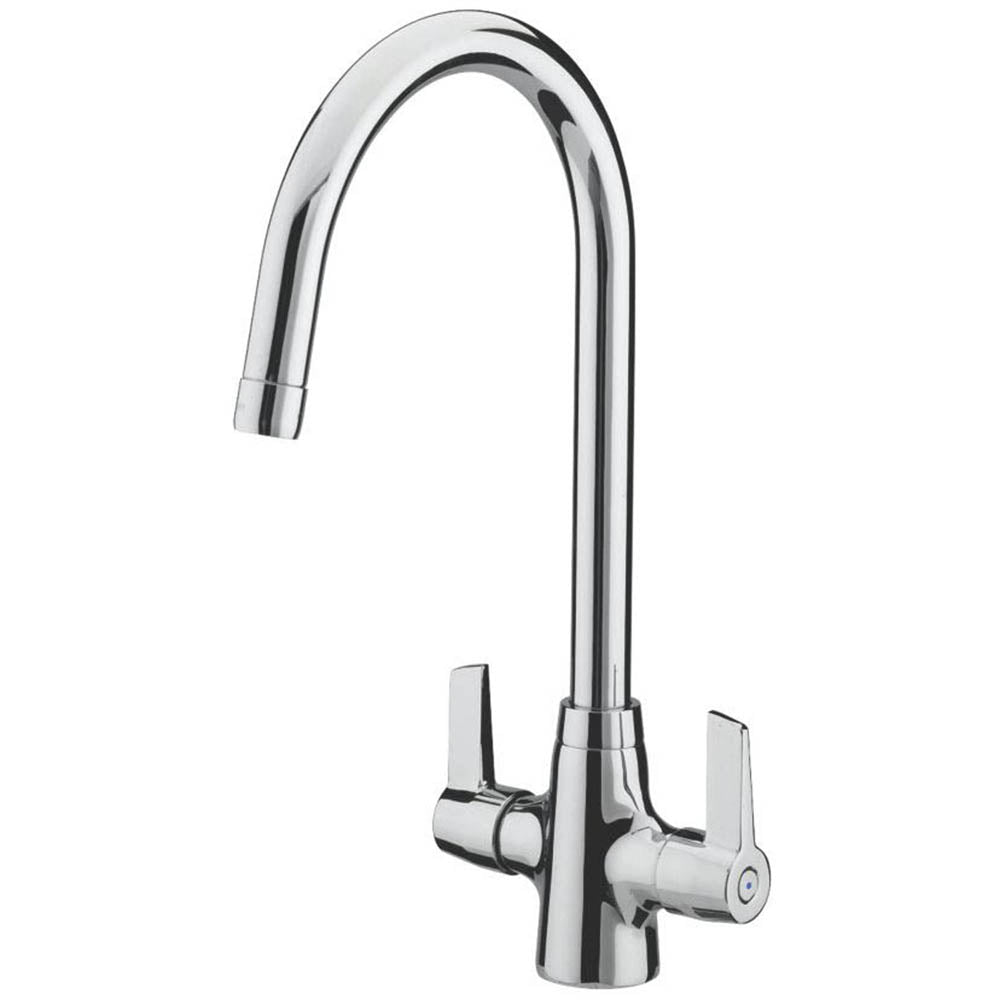 Bristan Kitchen Tap Mono Mixer Double Lever Chrome Swan Neck Spout Faucet - Image 1