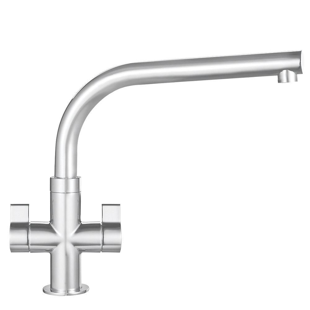 Franke Kitchen Tap Mono Mixer Brushed Steel Double Lever Swivel Spout Faucet - Image 1