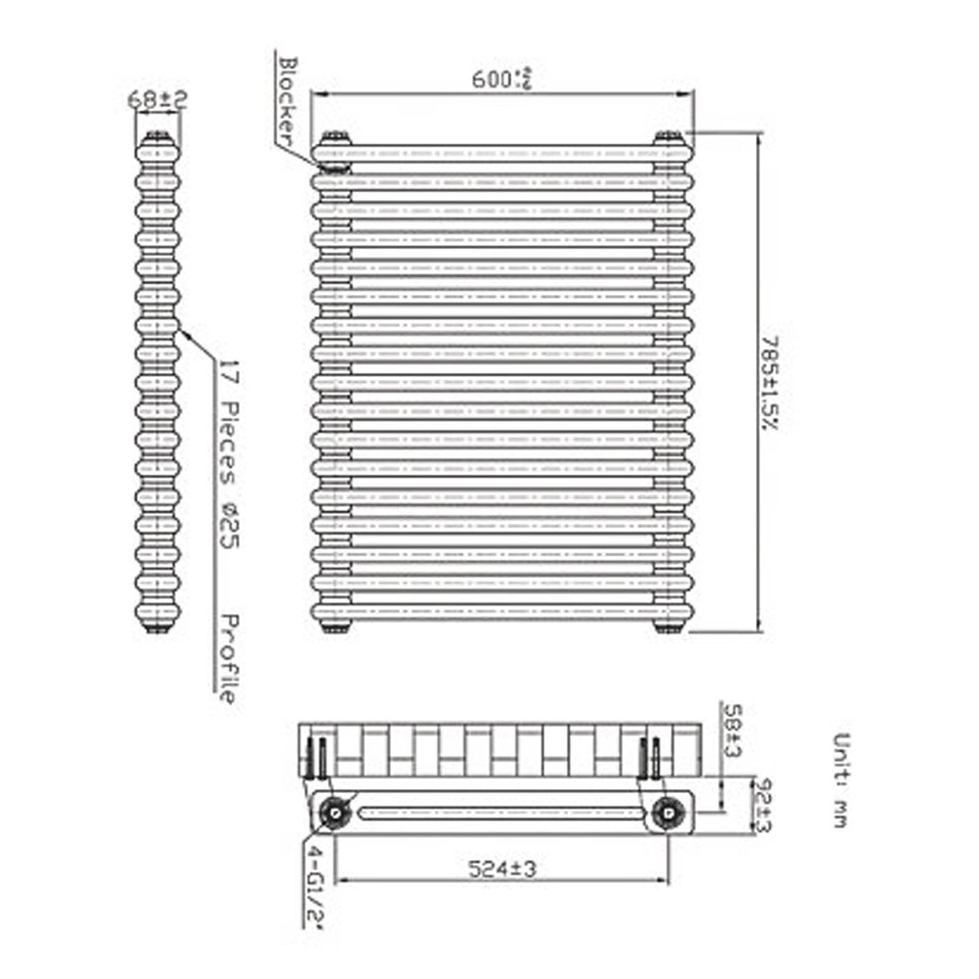 Flomasta 600mm x 785mm 2732BTU White Horizontal 2 Column Radiator - Image 7