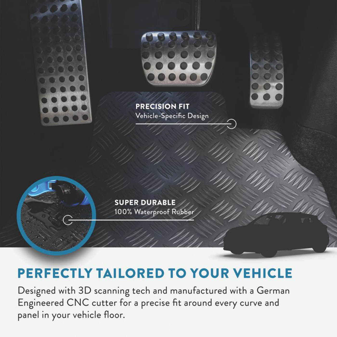 Car Mat Co. Rubber Floor Mats Set Fiat Fiorino 2008 on Waterproof 2 Piece - Image 2