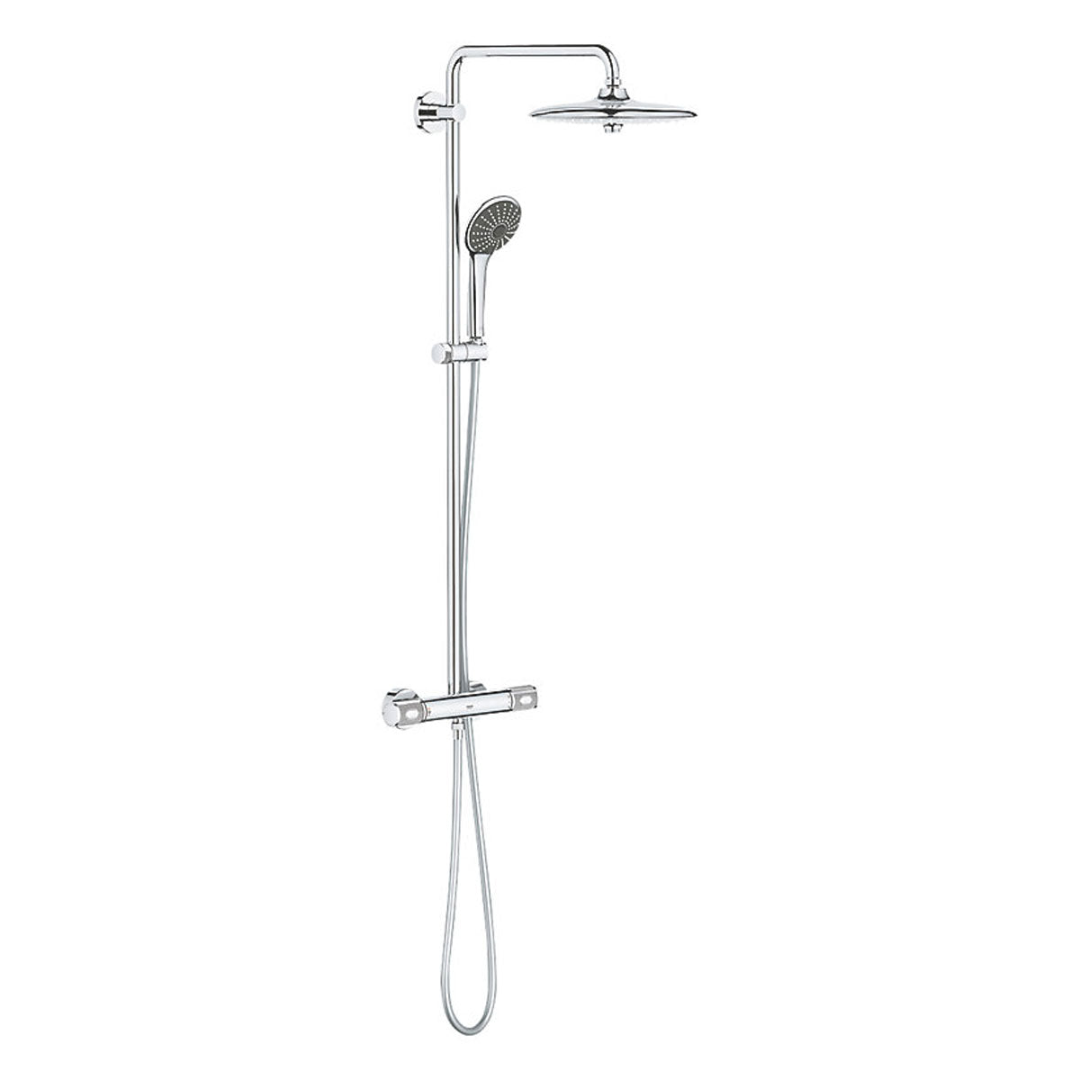 Grohe Thermostatic Shower System Exposed Chrome 3 Spray Pattern Round Twin Head - Image 1