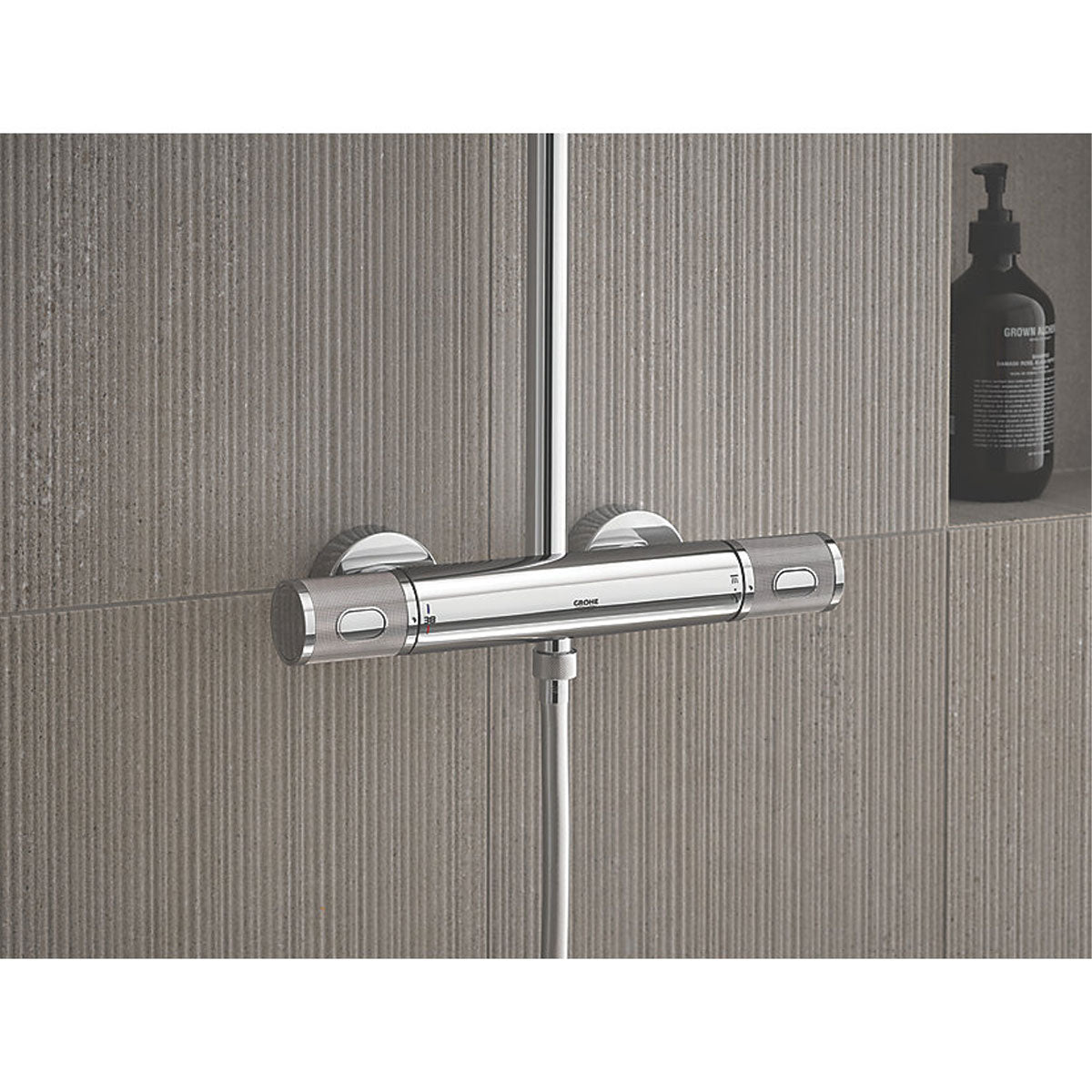 Grohe Thermostatic Shower System Exposed Chrome 3 Spray Pattern Round Twin Head - Image 5