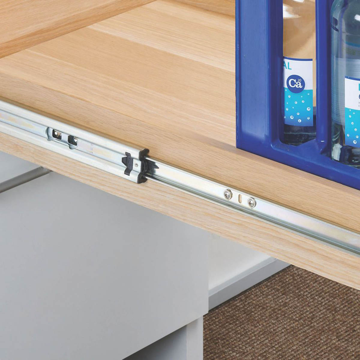 Drawer Runners Steel Self Closing Ball Bearing Heavy Duty 450mm 2 Pack - Image 2