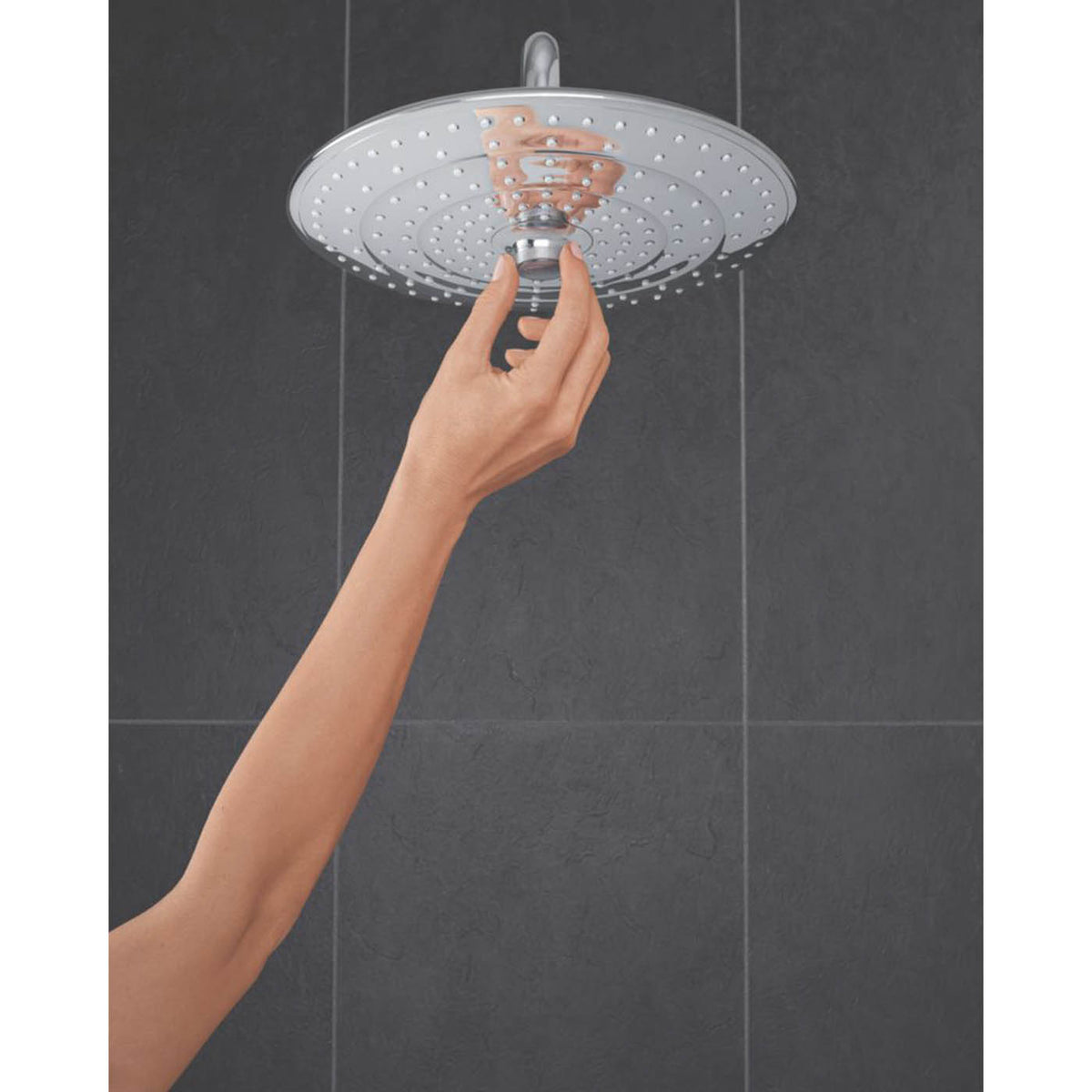 Grohe Shower Head Chrome 260mm Adjustable Round 3 Spray Patterns Contemporary - Image 2
