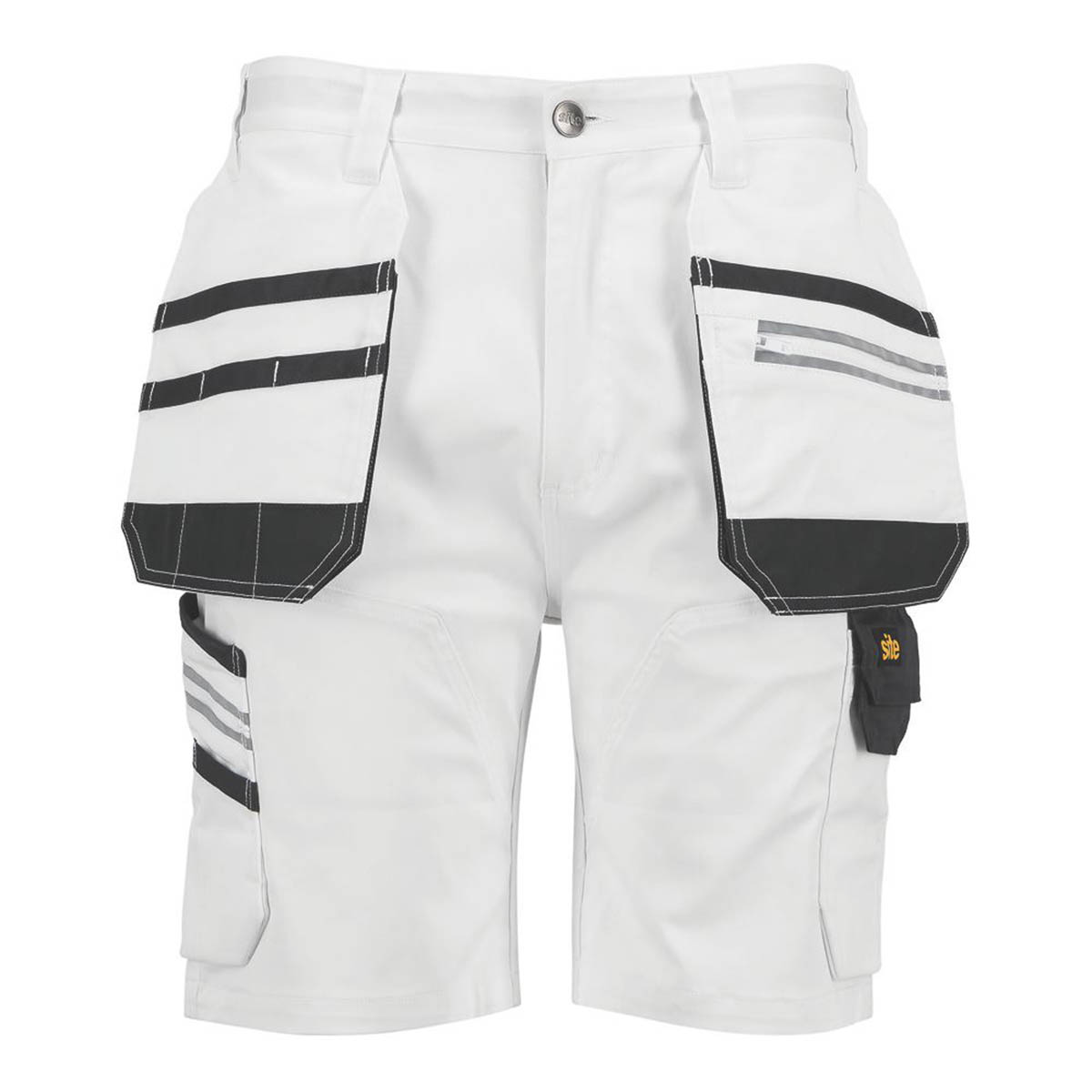 Site Mens Work Shorts Cargo White Stretch Multi Pockets Hammer Strap 30" W - Image 1