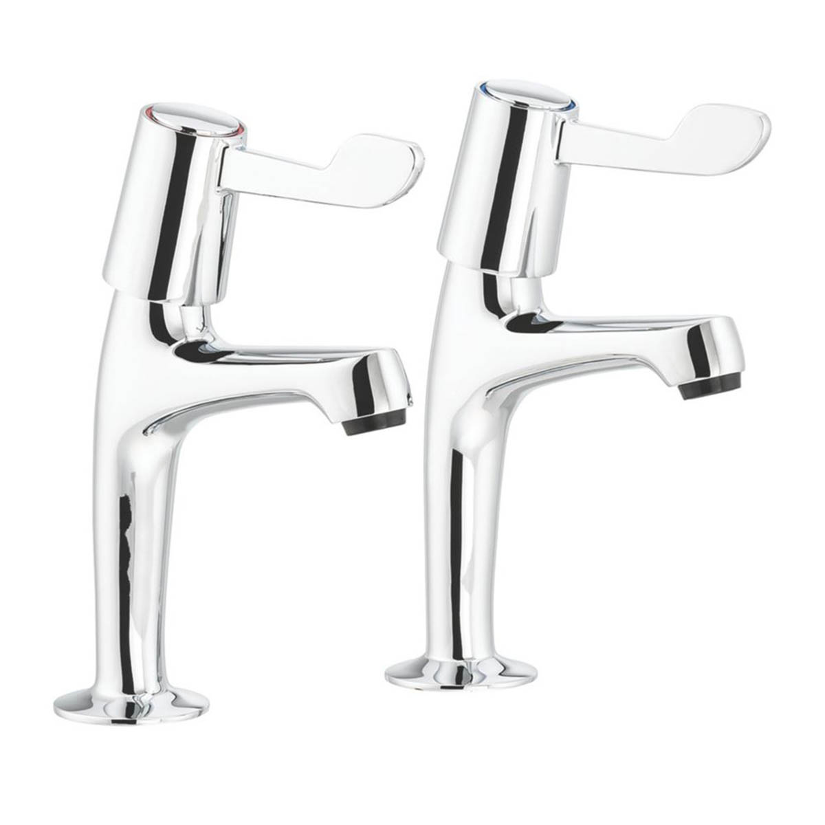 Kitchen Pillar Taps Chrome Dual Lever 1/4 Turn Ceramic Disc Hot Cold Pair - Image 1